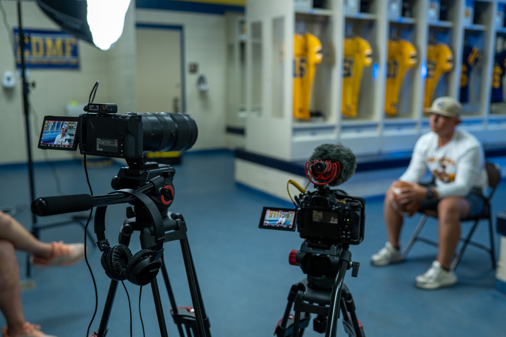 3R Media cameras set up for an on-location interview